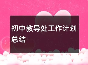初中教導(dǎo)處工作計(jì)劃總結(jié)