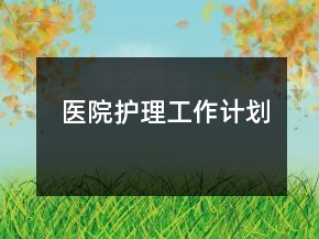 醫(yī)院護(hù)理工作計(jì)劃