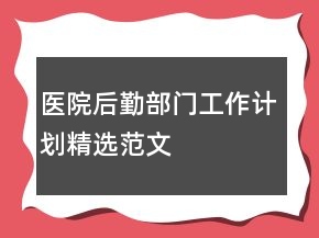 醫(yī)院后勤部門工作計劃精選范文