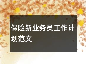 保險新業(yè)務員工作計劃范文