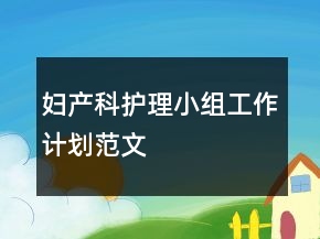 婦產(chǎn)科護(hù)理小組工作計(jì)劃范文