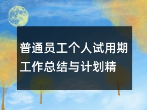 普通員工個(gè)人試用期工作總結(jié)與計(jì)劃精選范文