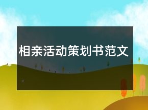 相親活動(dòng)策劃書范文