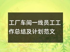 工廠車間一線員工工作總結(jié)及計劃范文精選
