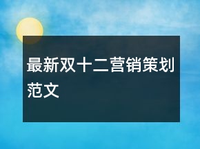 最新雙十二營銷策劃范文