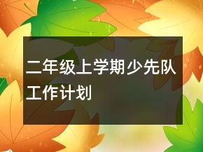 二年級上學期少先隊工作計劃