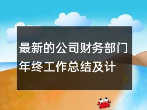 最新的公司財務部門年終工作總結及計劃范文精選