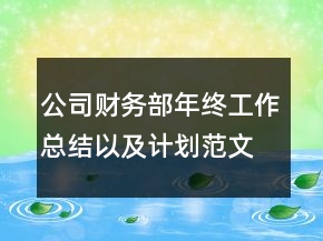 公司財(cái)務(wù)部年終工作總結(jié)以及計(jì)劃范文