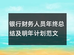 銀行財(cái)務(wù)人員年終總結(jié)及明年計(jì)劃范文精選