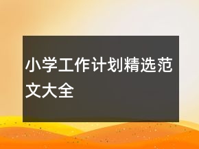 小學(xué)工作計劃精選范文大全
