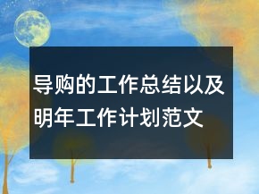 導(dǎo)購的工作總結(jié)以及明年工作計(jì)劃范文