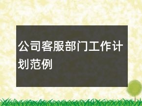 公司客服部門工作計(jì)劃范例