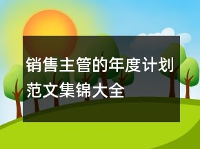 銷售主管的年度計(jì)劃范文集錦大全