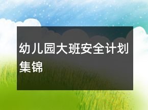 幼兒園大班安全計(jì)劃集錦