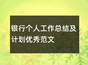 銀行個人工作總結(jié)及計劃優(yōu)秀范文