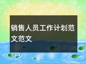 銷售人員工作計劃范文范文