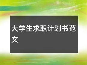大學(xué)生求職計(jì)劃書范文