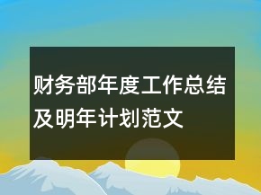 財(cái)務(wù)部年度工作總結(jié)及明年計(jì)劃范文