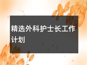 精選外科護(hù)士長工作計劃