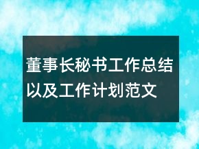 董事長秘書工作總結(jié)以及工作計劃范文