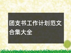 團(tuán)支書工作計(jì)劃范文合集大全