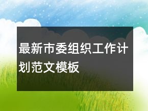 最新市委組織工作計(jì)劃范文模板