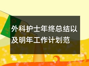 外科護(hù)士年終總結(jié)以及明年工作計(jì)劃范文