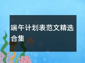 端午計劃表范文精選合集