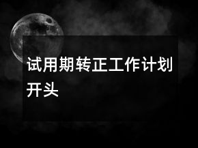 試用期轉(zhuǎn)正工作計(jì)劃開頭