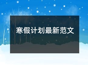 寒假計劃最新范文