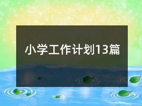 小學(xué)工作計劃13篇