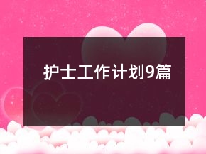 護士工作計劃9篇