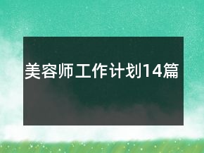 美容師工作計劃14篇