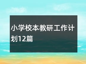 小學(xué)校本教研工作計(jì)劃12篇