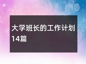大學(xué)班長的工作計(jì)劃14篇