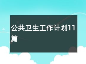 公共衛(wèi)生工作計(jì)劃11篇