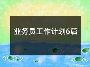 業(yè)務(wù)員工作計(jì)劃6篇