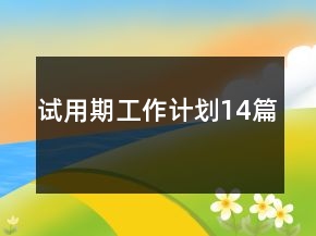 試用期工作計(jì)劃14篇