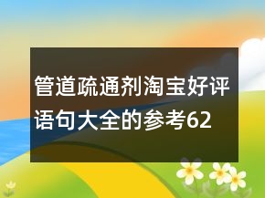 管道疏通劑淘寶好評(píng)語(yǔ)句大全的參考62條