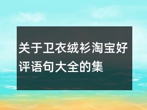 關(guān)于衛(wèi)衣、絨衫淘寶好評(píng)語(yǔ)句大全的集錦60條