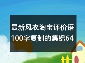 最新風(fēng)衣淘寶評價語100字復(fù)制的集錦64條