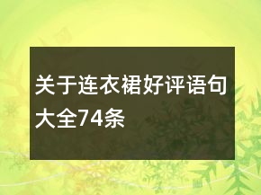 關(guān)于連衣裙好評語句大全74條