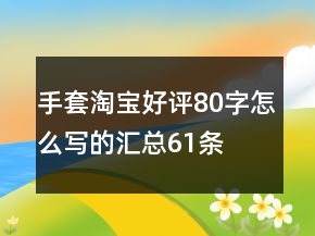 手套淘寶好評(píng)80字怎么寫的匯總61條