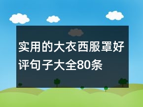 實用的大衣、西服罩好評句子大全80條