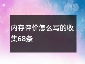 內(nèi)存評價(jià)怎么寫的收集68條