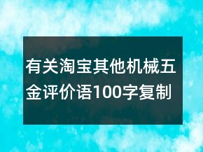 有關(guān)淘寶其他機(jī)械五金評(píng)價(jià)語(yǔ)100字復(fù)制69條
