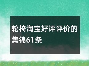 輪椅淘寶好評評價(jià)的集錦61條