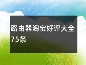 路由器淘寶好評大全75條