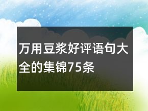 萬用豆?jié){好評語句大全的集錦75條