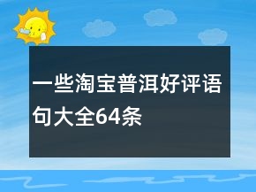 一些淘寶普洱好評語句大全64條